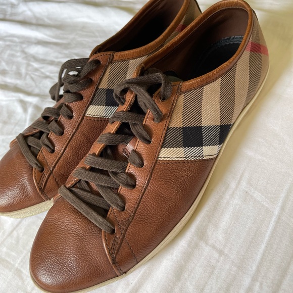 Burberry Leather Plaid Sneakers